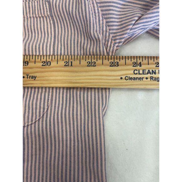 Shore Club Mens Pale Pink Blue Stripes Button Down Shirt Size M Short Sleeve - Picture 12 of 12